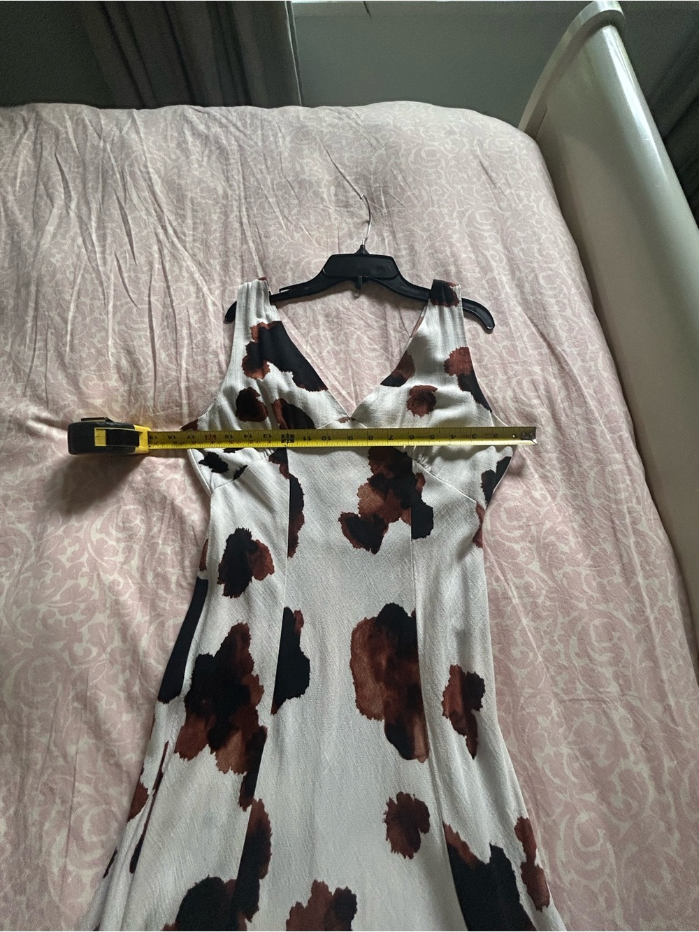 Cream Maxi Dress/Brown & black abstract Floral design - Sleeveless - Picture 4 of 7
